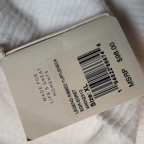 Faherty Ribbed Turtleneck Shirt Women's Size XL Egret 90s Minimalist - Picture 9 of 9